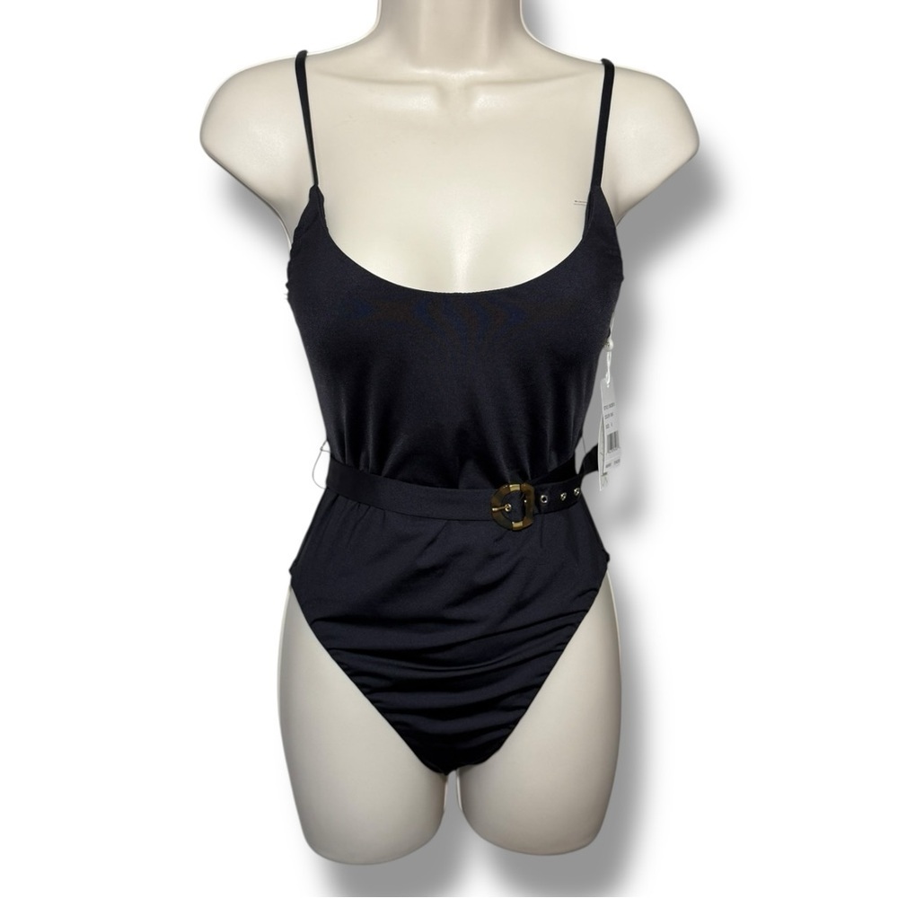 Sunshine 79 Women’s Maillot Belted One Piece Swimsuit Black Size 6